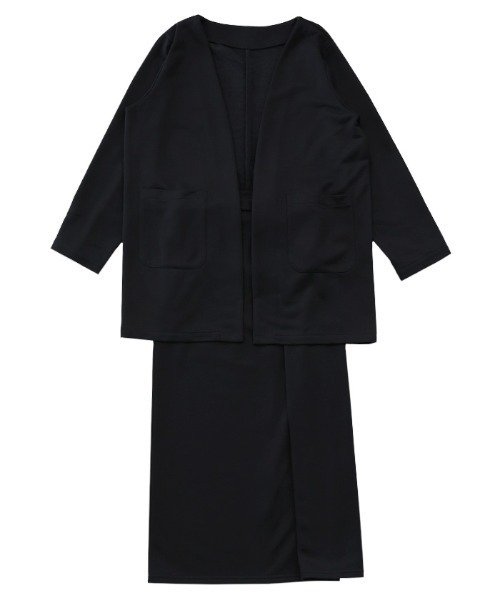 select MOCA Et（セレクトモカエト）の「【Et】Brushed Lining Jacket Wrap Skirt Set（セットアップ・レディース・モカ/アイボリー/ブラック・FREE）」の7枚目の写真