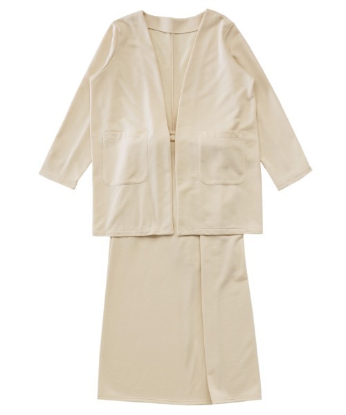 select MOCA Et（セレクトモカエト）の「【Et】Brushed Lining Jacket Wrap Skirt Set（セットアップ・レディース・モカ/アイボリー/ブラック・FREE）」の6枚目の写真