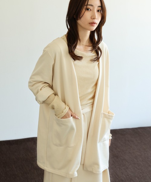 select MOCA Et(セレクトモカエト)の「【Et】Brushed Lining Jacket Wrap Skirt Set(セットアップ・レディース・モカ/アイボリー/ブラック・FREE)」の21枚目の写真