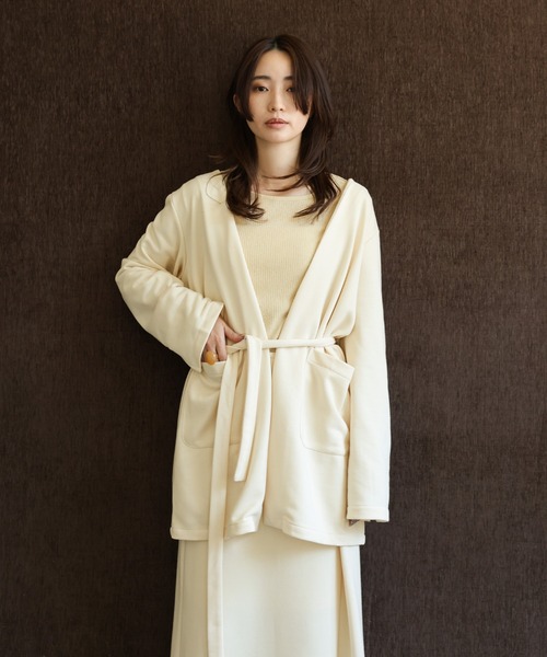 select MOCA Et(セレクトモカエト)の「【Et】Brushed Lining Jacket Wrap Skirt Set(セットアップ・レディース・モカ/アイボリー/ブラック・FREE)」の19枚目の写真