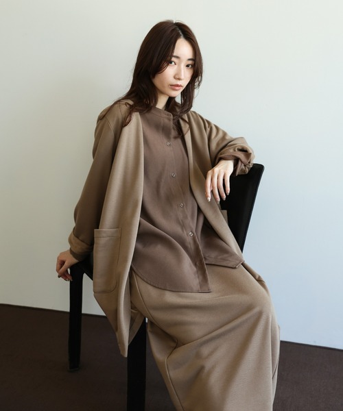 select MOCA Et（セレクトモカエト）の「【Et】Brushed Lining Jacket Wrap Skirt Set（セットアップ・レディース・モカ/アイボリー/ブラック・FREE）」の20枚目の写真