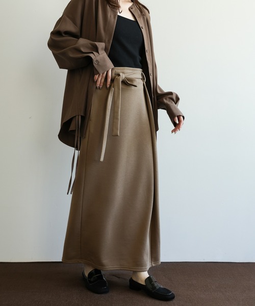 select MOCA Et(セレクトモカエト)の「【Et】Brushed Lining Jacket Wrap Skirt Set(セットアップ・レディース・モカ/アイボリー/ブラック・FREE)」の17枚目の写真