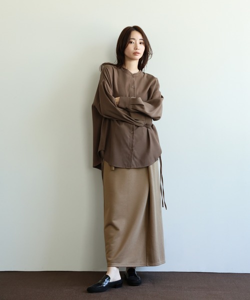 select MOCA Et（セレクトモカエト）の「【Et】Brushed Lining Jacket Wrap Skirt Set（セットアップ・レディース・モカ/アイボリー/ブラック・FREE）」の16枚目の写真