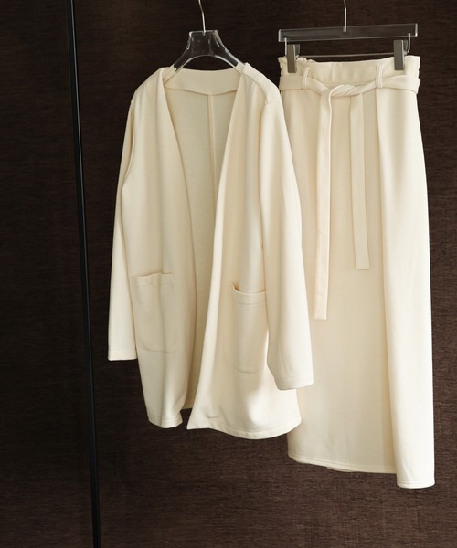 select MOCA Et（セレクトモカエト）の「【Et】Brushed Lining Jacket Wrap Skirt Set（セットアップ・レディース・モカ/アイボリー/ブラック・FREE）」の19枚目の写真