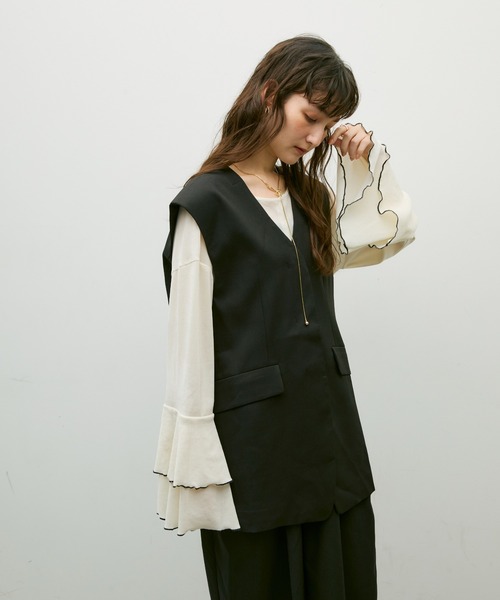 Lutim by u(ルチバイユー)の「Soft line gilet / ソフトラインジレ(ベスト・レディース・ブラック/ブラウン・FREE)」の22枚目の写真