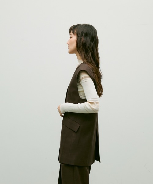Lutim by u(ルチバイユー)の「Soft line gilet / ソフトラインジレ(ベスト・レディース・ブラック/ブラウン・FREE)」の5枚目の写真