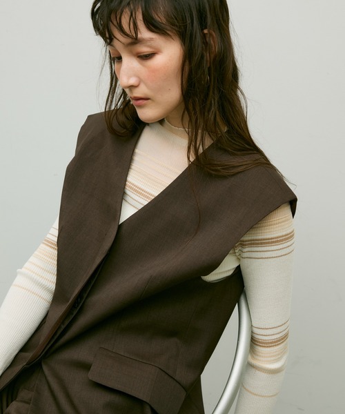 Lutim by u(ルチバイユー)の「Soft line gilet / ソフトラインジレ(ベスト・レディース・ブラック/ブラウン・FREE)」の10枚目の写真
