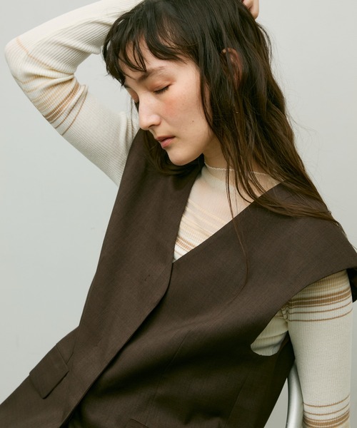 Lutim by u(ルチバイユー)の「Soft line gilet / ソフトラインジレ(ベスト・レディース・ブラック/ブラウン・FREE)」の11枚目の写真