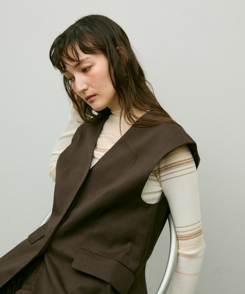 Lutim by u(ルチバイユー)の「Soft line gilet / ソフトラインジレ(ベスト・レディース・ブラック/ブラウン・FREE)」の15枚目の写真