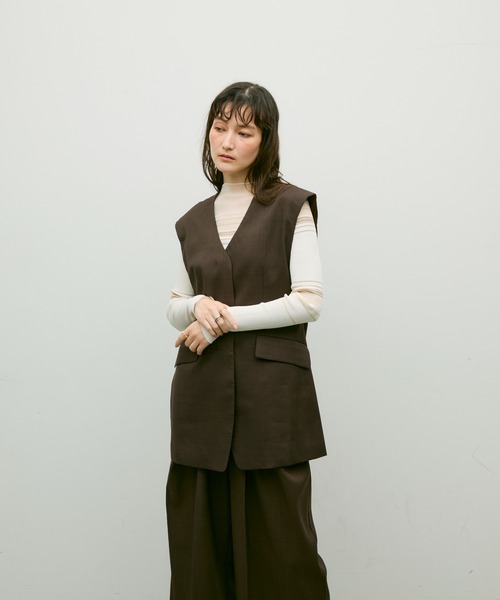 Lutim by u(ルチバイユー)の「Soft line gilet / ソフトラインジレ(ベスト・レディース・ブラック/ブラウン・FREE)」の19枚目の写真