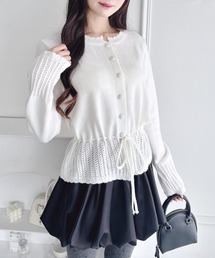 Loueme（ルエム）の「クロシェ切り替えリボンカーディガン（カーディガン/ボレロ・レディース）」