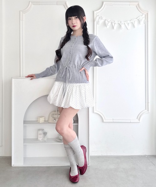 Loueme(ルエム)の「クロシェ切り替えリボンカーディガン(カーディガン/ボレロ・レディース・イエロー/ライトブルー/オフホワイト/グレー・FREE)」の17枚目の写真