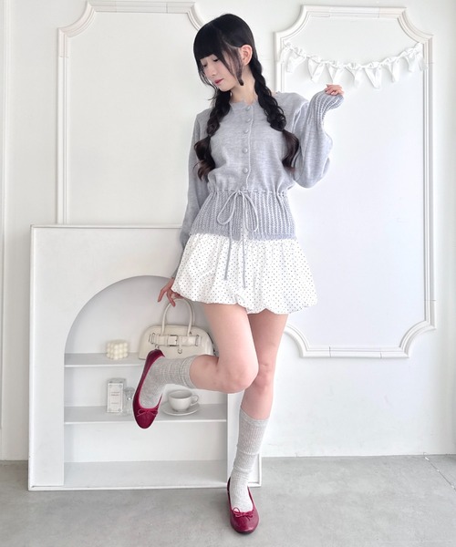 Loueme(ルエム)の「クロシェ切り替えリボンカーディガン(カーディガン/ボレロ・レディース・イエロー/ライトブルー/オフホワイト/グレー・FREE)」の16枚目の写真