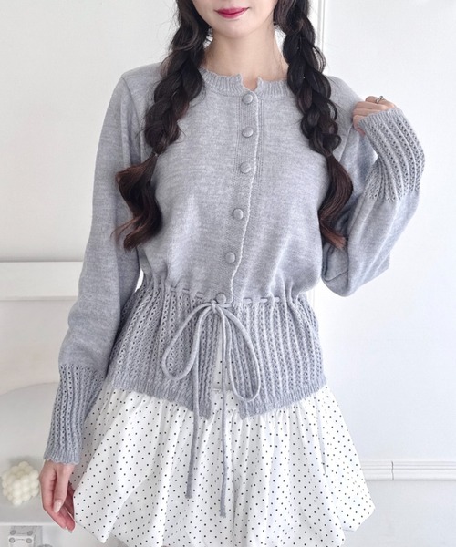 Loueme(ルエム)の「クロシェ切り替えリボンカーディガン(カーディガン/ボレロ・レディース・イエロー/ライトブルー/オフホワイト/グレー・FREE)」の13枚目の写真