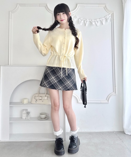 Loueme(ルエム)の「クロシェ切り替えリボンカーディガン(カーディガン/ボレロ・レディース・イエロー/ライトブルー/オフホワイト/グレー・FREE)」の12枚目の写真