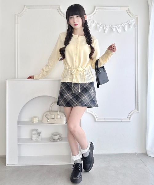 Loueme(ルエム)の「クロシェ切り替えリボンカーディガン(カーディガン/ボレロ・レディース・イエロー/ライトブルー/オフホワイト/グレー・FREE)」の11枚目の写真