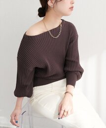 もちもちワイドリブぽわ袖ニット