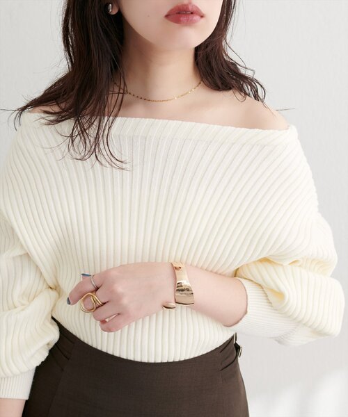 natural couture(ナチュラルクチュール)の「もちもちワイドリブぽわ袖ニット(ニット/セーター・レディース・ブラック/ブラウン/ボルドー/ラベンダー/モカ/アイボリー/グレー・FREE)」の8枚目の写真