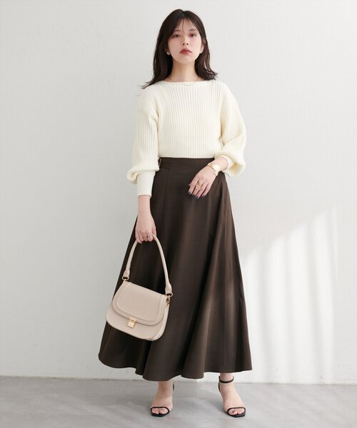 natural couture(ナチュラルクチュール)の「もちもちワイドリブぽわ袖ニット(ニット/セーター・レディース・ブラック/ブラウン/ボルドー/ラベンダー/モカ/アイボリー/グレー・FREE)」の11枚目の写真