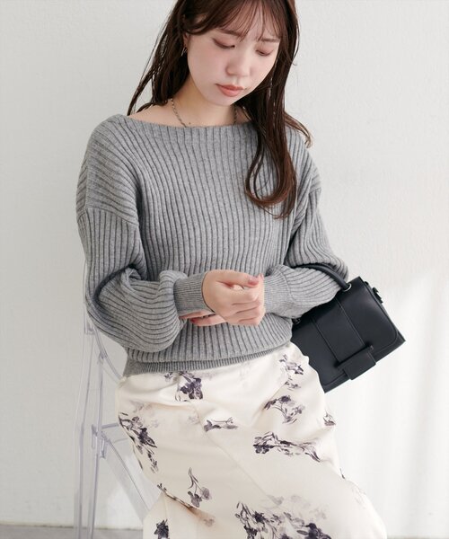 natural couture(ナチュラルクチュール)の「もちもちワイドリブぽわ袖ニット(ニット/セーター・レディース・ブラック/ブラウン/ボルドー/ラベンダー/モカ/アイボリー/グレー・FREE)」の15枚目の写真