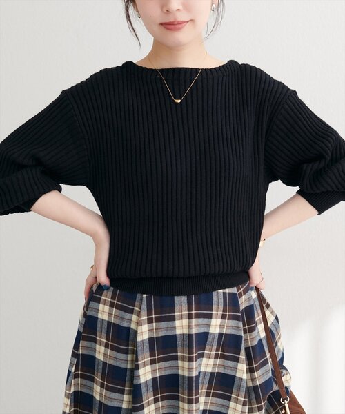 natural couture(ナチュラルクチュール)の「もちもちワイドリブぽわ袖ニット(ニット/セーター・レディース・ブラック/ブラウン/ボルドー/ラベンダー/モカ/アイボリー/グレー・FREE)」の17枚目の写真