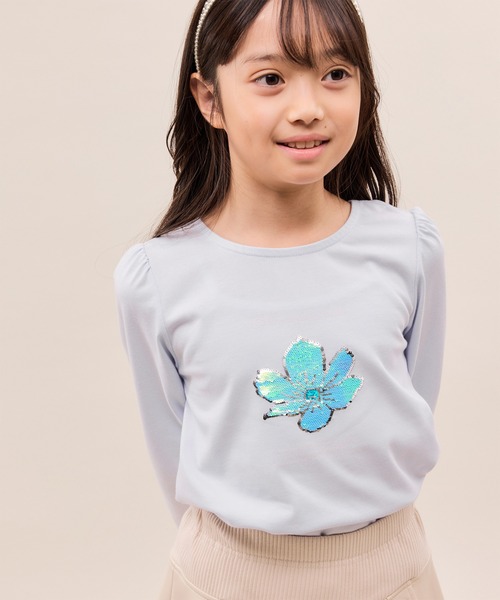 希少 TOKUKO1erVOL シャツ チュニック シフォン スパンコール 花 セール】【KIDS/キッズ】【吸水速乾】フラワースパンコールトップス（T