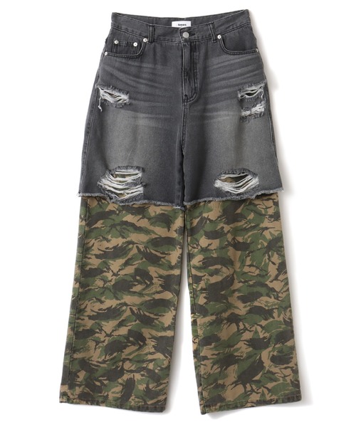 atmos pink(アトモスピンク)の「atmos pink Layered Denim Pants / アトモス ピンク レイヤード デニム パンツ(その他パンツ・レディース・ブラック・S/M)」の3枚目の写真