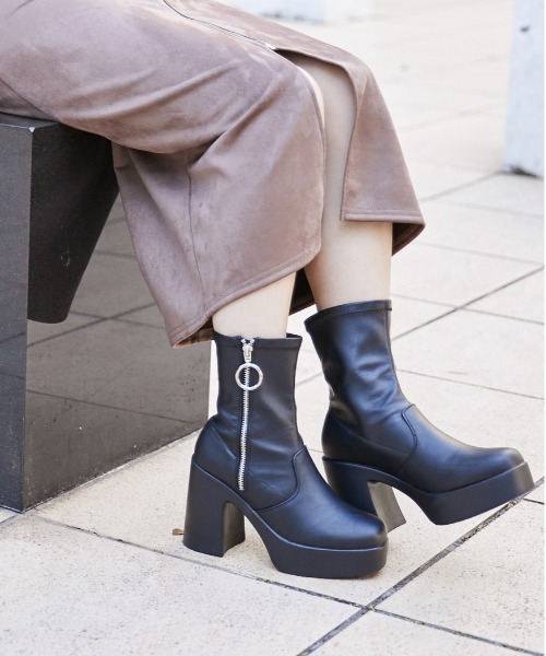 脚長×高見えブーツ》存在感で差がつく◎リングZIPデザイン！