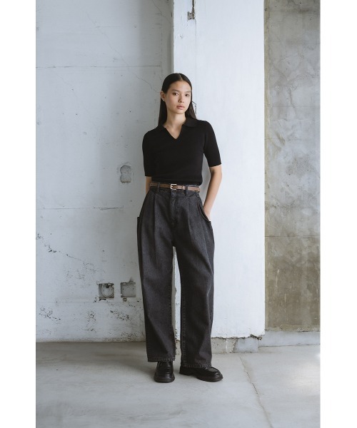 STYLEMIXER(スタイルミキサー)の「フロントホールニットポロ(ニット/セーター・レディース・ホワイト/レッド/ブラック・FREE)」の6枚目の写真