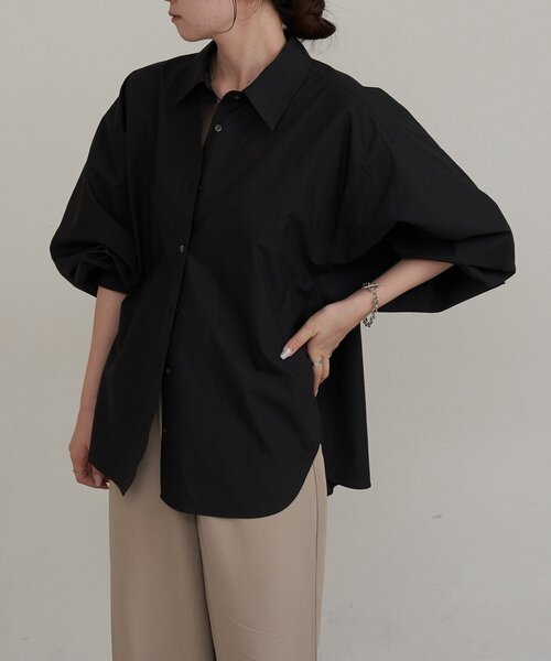 russet（ラシット）の「【再値下げ】コットンオーバーシャツ（シャツ/ブラウス・レディース・ブラック/ホワイト・FREE）」の6枚目の写真