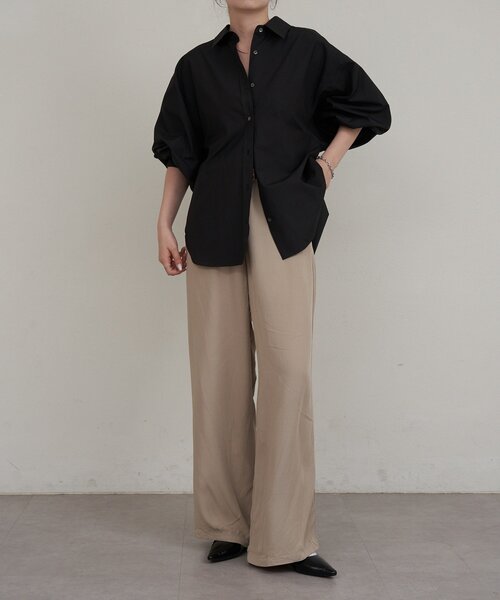 russet（ラシット）の「【再値下げ】コットンオーバーシャツ（シャツ/ブラウス・レディース・ブラック/ホワイト・FREE）」の3枚目の写真