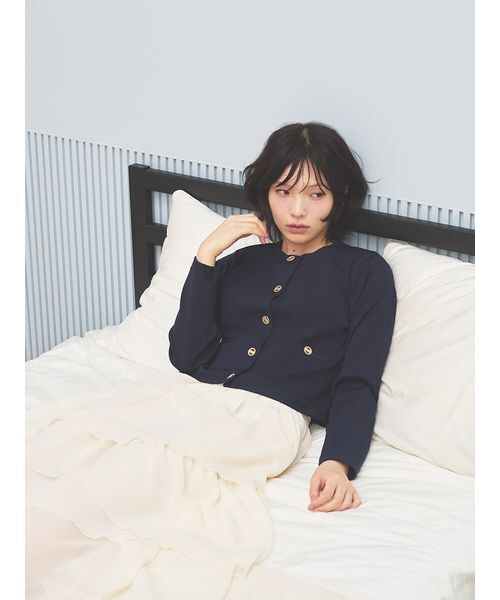 USAGI ONLINE・ZOZOTOWN限定】ノーカラーニットジャケット（ノー