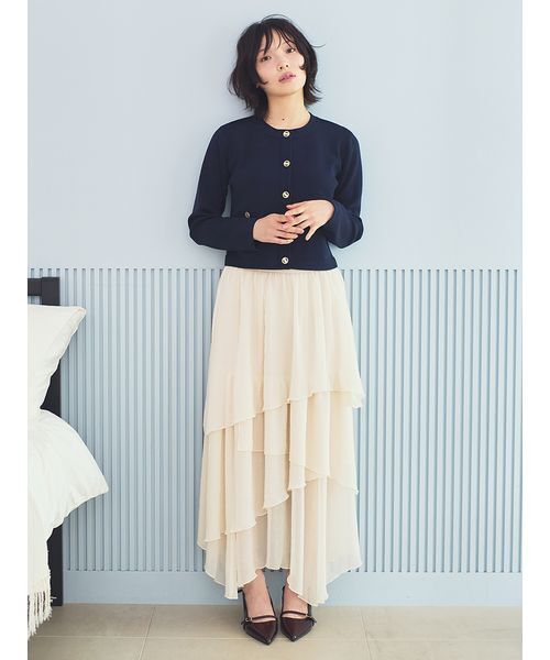 LILY BROWN（リリーブラウン）の「【USAGI ONLINE・ZOZOTOWN限定】ノーカラーニットジャケット（ノーカラージャケット・レディース・ピンク/ホワイト/ネイビー・F）」の6枚目の写真