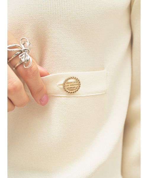 LILY BROWN（リリーブラウン）の「【USAGI ONLINE・ZOZOTOWN限定】ノーカラーニットジャケット（ノーカラージャケット・レディース・ピンク/ホワイト/ネイビー・F）」の9枚目の写真