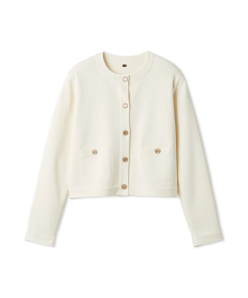 LILY BROWN（リリーブラウン）の「【USAGI ONLINE・ZOZOTOWN限定】ノーカラーニットジャケット（ノーカラージャケット・レディース・ピンク/ホワイト/ネイビー・F）」の11枚目の写真