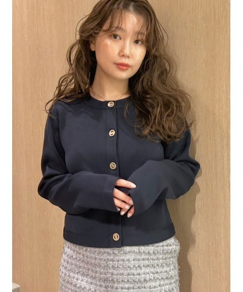 LILY BROWN＊マルチビジューノーカラーニットジャケット WEB限定】[L.B CANDY STOCK]マルチビジューノーカラーニットジャケット