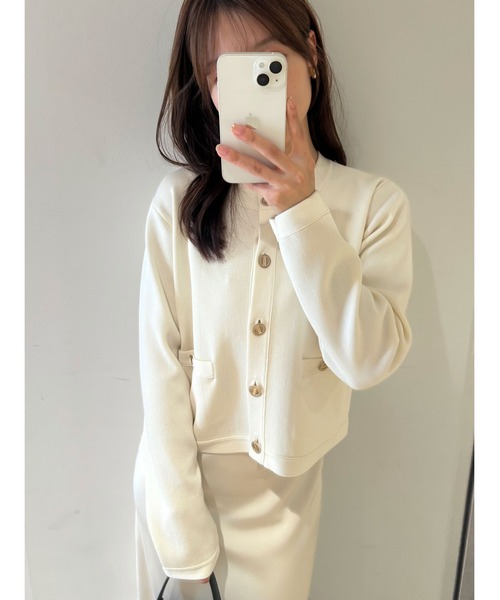 LILY BROWN アウター ノーカラージャケット　ツイードジャケット　白 LILY BROWN ジャケット ノーカラージャケット ツイードショート