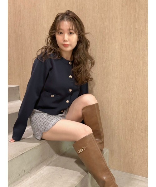 LILY BROWN（リリーブラウン）の「【USAGI ONLINE・ZOZOTOWN限定】ノーカラーニットジャケット（ノーカラージャケット・レディース・ピンク/ホワイト/ネイビー・F）」の18枚目の写真