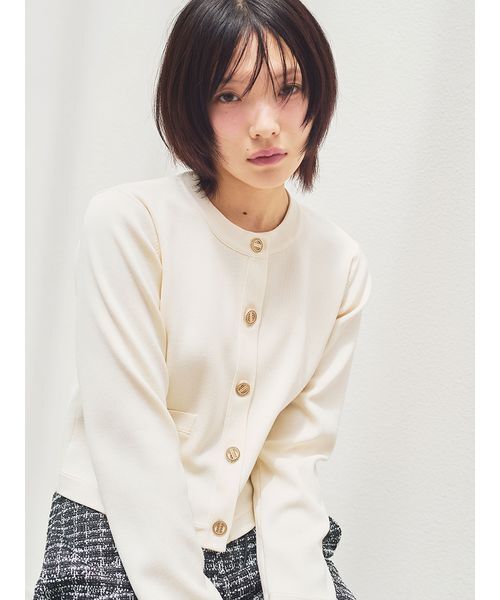 LILY BROWN（リリーブラウン）の「【USAGI ONLINE・ZOZOTOWN限定】ノーカラーニットジャケット（ノーカラージャケット・レディース・ピンク/ホワイト/ネイビー・F）」の20枚目の写真