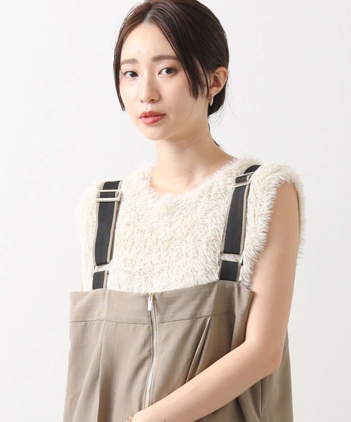 Gready Brilliant（グレディブリリアン）の「フェザークルーネックベスト（ニット/セーター・レディース・アイボリー/ベージュ/ブラウン・FREE）」の20枚目の写真