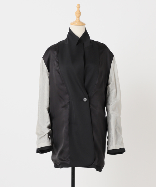 journal standard L'essage（ジャーナルスタンダードレサージュ）の「Doeskinオーバーサイズジャケット（テーラードジャケット・レディース・ブラック/ブラウン系その他・FREE）」の4枚目の写真