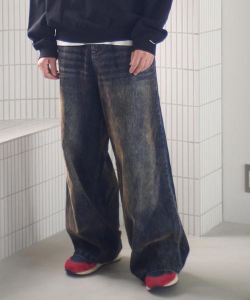 ADAM PATEK(アダムパテック)の「mp14096-velour dust wide pants ワイドパンツ(AP2528013)(その他パンツ・メンズ・ブラック/ブラウン・1/2)」の4枚目の写真