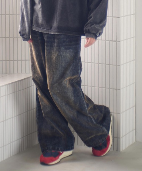 ADAM PATEK(アダムパテック)の「mp14096-velour dust wide pants ワイドパンツ(AP2528013)(その他パンツ・メンズ・ブラック/ブラウン・1/2)」の5枚目の写真