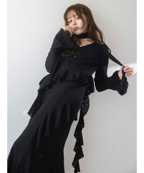 dazzlin(ダズリン)の「アシメフリルレースワンピース(ワンピース・レディース・ブラック/オフホワイト・SMALL/MEDIUM)」の6枚目の写真
