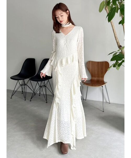 dazzlin(ダズリン)の「アシメフリルレースワンピース(ワンピース・レディース・ブラック/オフホワイト・SMALL/MEDIUM)」の7枚目の写真