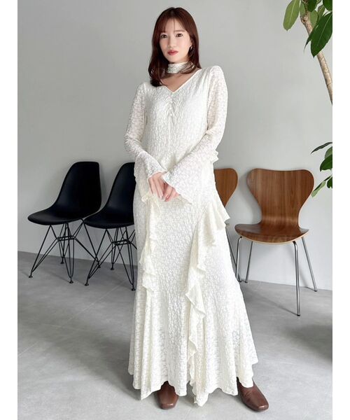 dazzlin(ダズリン)の「アシメフリルレースワンピース(ワンピース・レディース・ブラック/オフホワイト・SMALL/MEDIUM)」の8枚目の写真