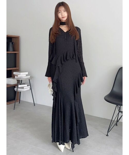 dazzlin(ダズリン)の「アシメフリルレースワンピース(ワンピース・レディース・ブラック/オフホワイト・SMALL/MEDIUM)」の20枚目の写真