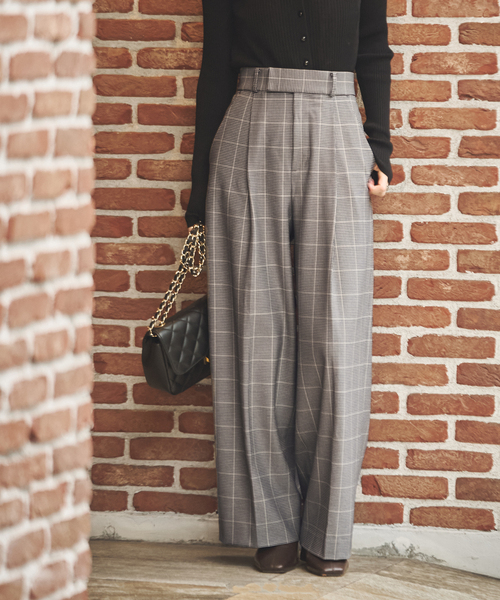 セール】チェック柄裏起毛スラックスパンツ（スラックス）｜NOBLE