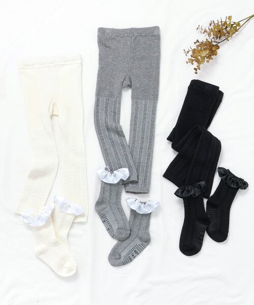 apres les cours（アプレレクール）の「【ジュニア対応】レギンス・フリルソックスセット（レギンス/スパッツ・キッズ・グレー/アイボリー/ブラック・100/140/120/110/90）」の6枚目の写真