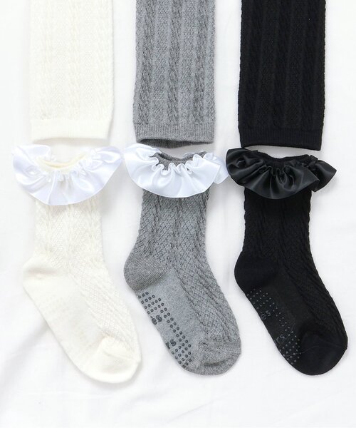 apres les cours（アプレレクール）の「【ジュニア対応】レギンス・フリルソックスセット（レギンス/スパッツ・キッズ・グレー/アイボリー/ブラック・100/140/120/110/90）」の7枚目の写真